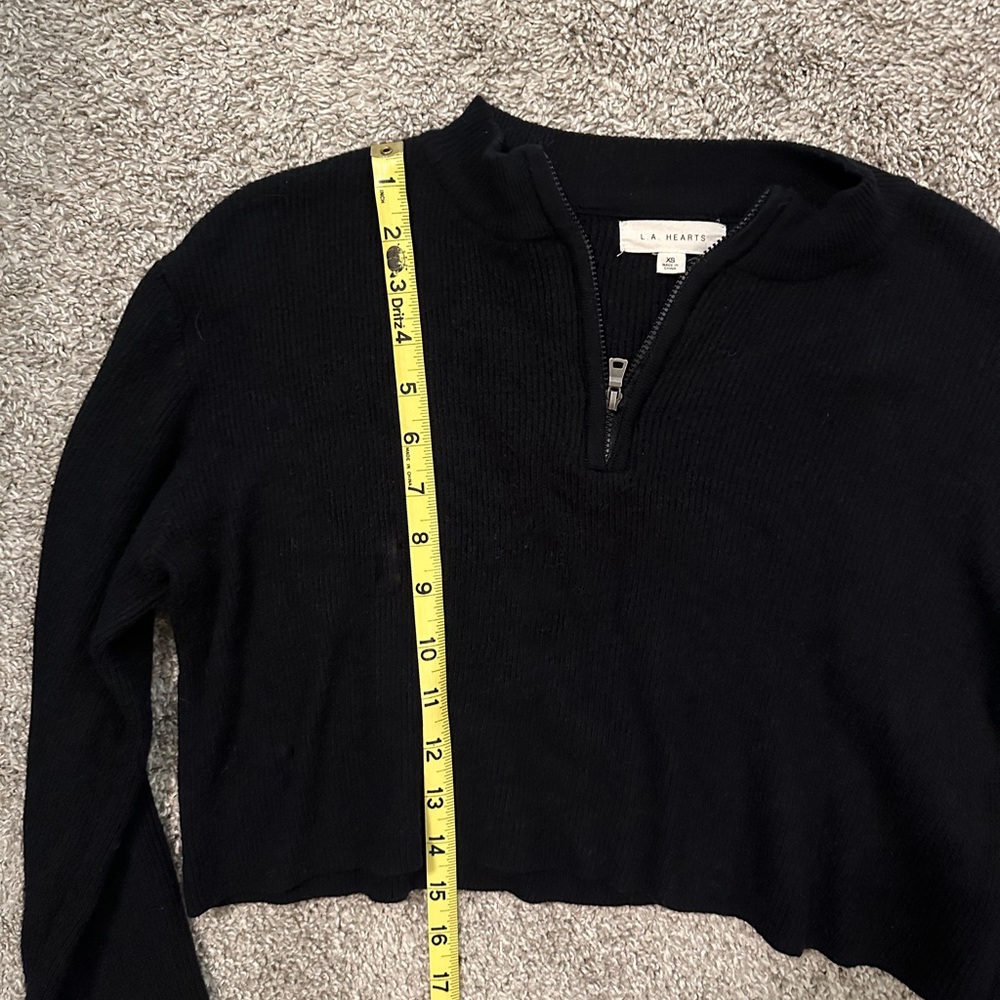 Cropped Ribbed Sweater 3/4 zip up - Picture 5 of 5